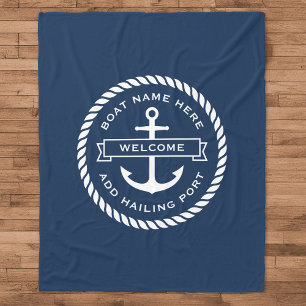 Couverture Polaire Ancre et corde nom du bateau hailing port accueil