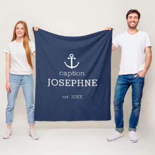 Couverture Polaire Ancre nautique Légende bleue marine Personnalisée