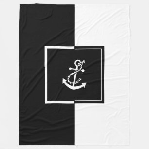 Couverture Polaire Ancre nautique noir et blanc