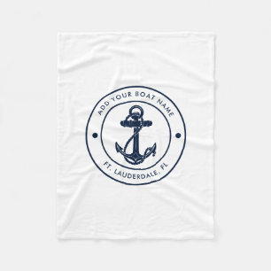 Couverture Polaire Ancre nautique Nom du bateau Marine Blue Boating S