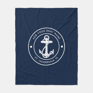 Couverture Polaire Ancre nautique personnalisée Nom du bateau Marine