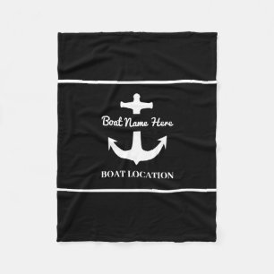 Couverture Polaire Ancre personnalisée Nom du bateau noir Emplacement