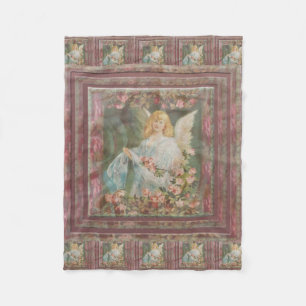 Couverture Polaire Ange avec les roses roses