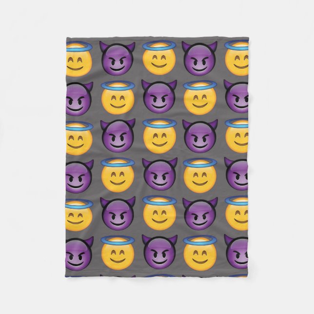 Couverture Polaire Ange contre le motif d'Emoji de diable (Devant)