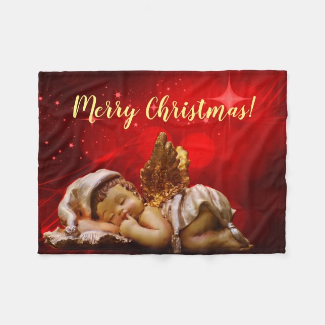 Couverture Polaire Ange couchant Bébé Jésus Noël (Devant (Horizontal))