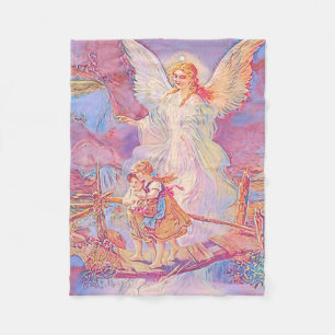 Couverture Polaire Ange gardien avec le pont de croisement d'enfants