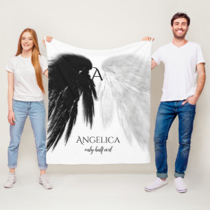Couverture Polaire ANGEL AILES 'Seulement demi-mal' Monogramme drôle