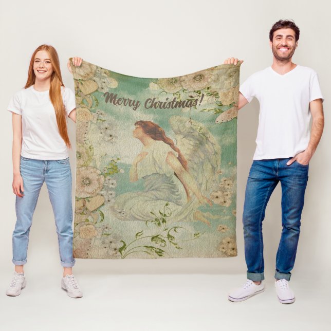 Couverture Polaire Angel Fleurs blanches Ciel bleu (En situation)