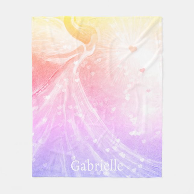 Couverture Polaire Angel Heart Wings Pink Purple Ombre Art Custom (Devant)