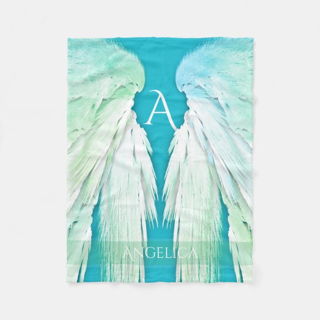Couverture Polaire ANGEL WINGS Monogramme Nom Fresh Ombre (Devant)