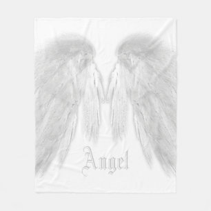 Couverture Polaire ANGEL WINGS Nom personnalisé Blanc