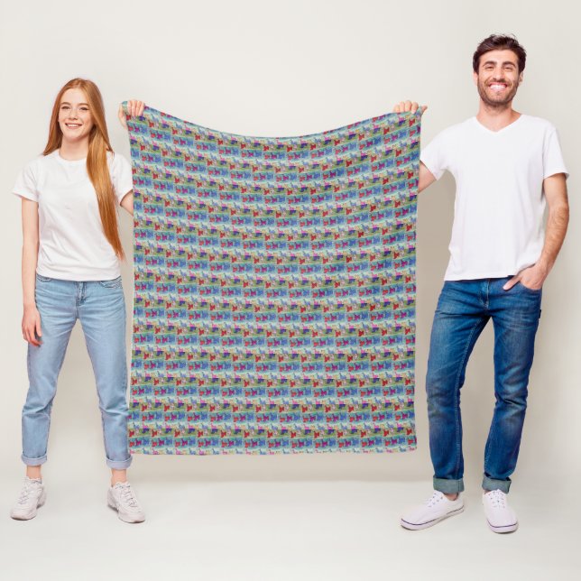 Couverture Polaire Anges de Noël avec trompettes (En situation)