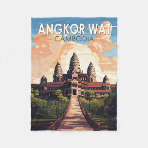 Couverture Polaire Angkor Vat Cambodge Travel Art Vintage