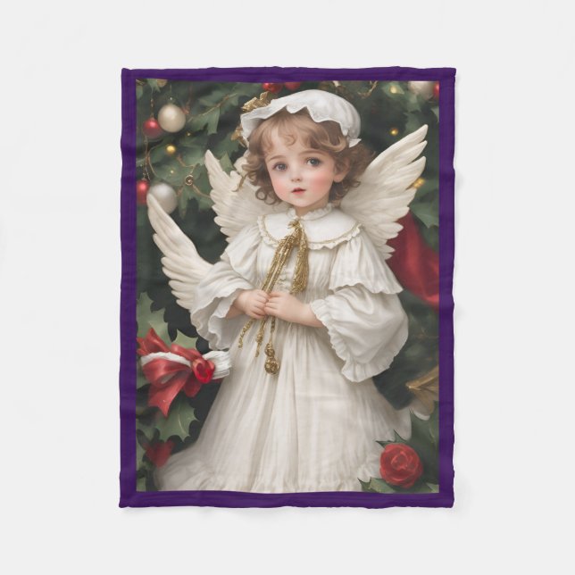 Couverture Polaire Angle de Noël victorien vintage (Devant)