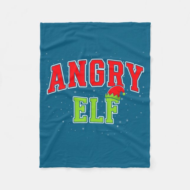 Couverture Polaire Angry Elf Christmas Family Matching Group Xmas  (Devant)