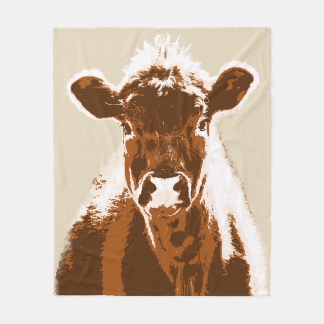 Couverture Polaire Animal de ferme à la vache Brown (Devant)