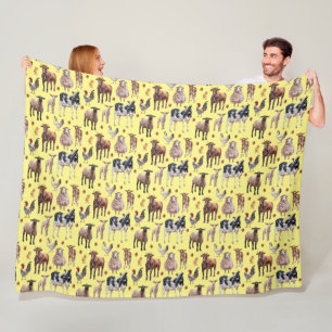Couverture Polaire Animaux de basse-cour de ferme mignons Vaches Mout