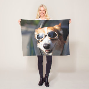 Couverture Polaire Animaux de bébés cutest Corgi lunettes dans la v