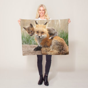 Couverture Polaire Animaux de bébés cutest Renard rouge et bébé