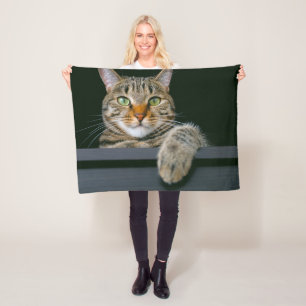 Couverture Polaire Animaux de bébés cutest Tête de chat gris Tabby