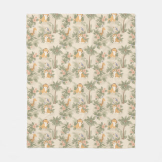 Couverture Polaire Animaux de jungle pour nurserie à l'aquarelle