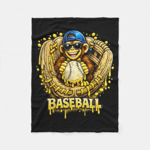 Couverture Polaire Animaux Drôles Singe Baseball Crème Glacée Goutte