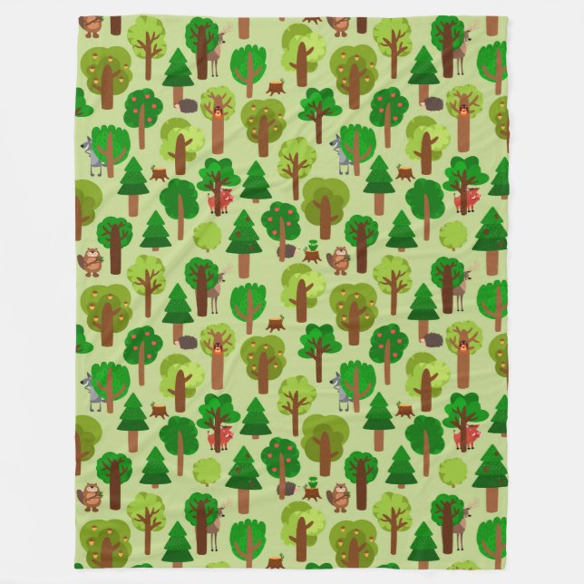 Couverture Polaire Animaux forestiers adorables Blanche-polaire (Devant)