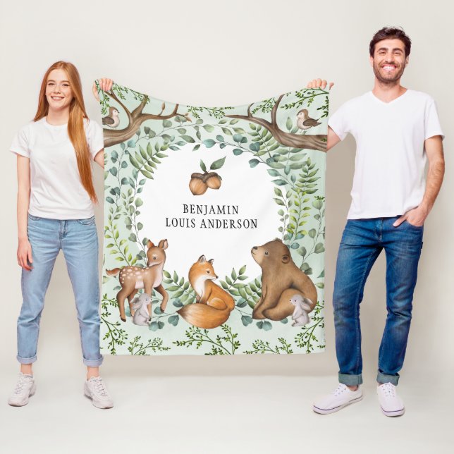 Couverture Polaire Animaux Whimsical Woodland Forest Greenery Nursery (En situation)