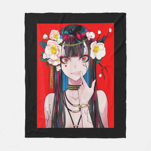 Couverture Polaire Anime Girl Waifu japonais esthétique Kawaii Otaku (Devant)