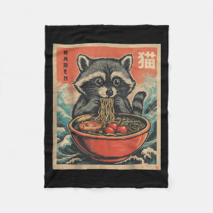 Couverture Polaire Anime Raccoon Ramen Japonais Drôle Kawaii Cadeaux 