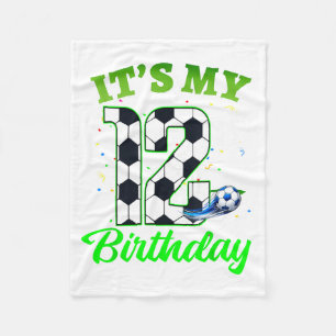 Couverture Polaire Anniversaire 12 ans Football Garçon Fille Enfants 