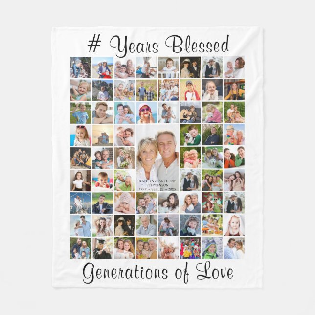 Couverture Polaire Anniversaire 67 Photo Collage Texte personnalisé B (Devant)