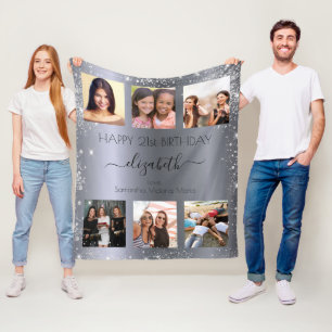 Couverture Polaire Anniversaire argent parties scintillant ami photo 