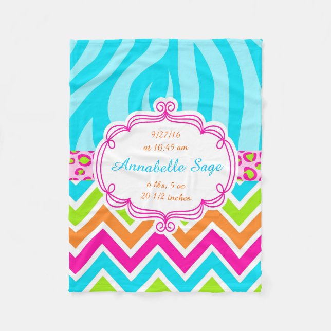 Couverture Polaire Anniversaire de Chevron de zèbre de léopard (Devant)