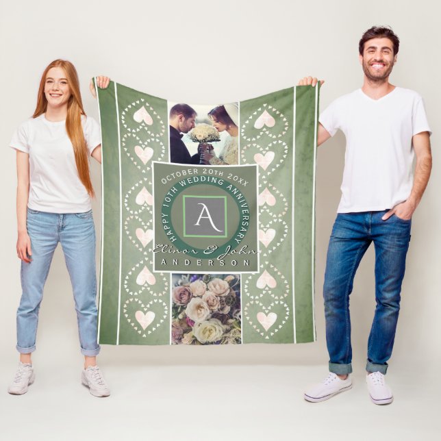 Couverture Polaire "Anniversaire de mariage heureux " 2 photos faites (En situation)