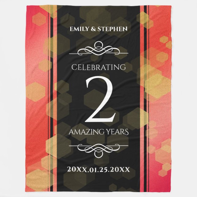 Couverture Polaire Anniversaire élégant du 2ème Mariage Garnet (Devant)