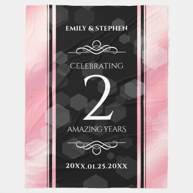 Couverture Polaire Anniversaire Mariage élégant du 2e Rose Quartz (Devant)