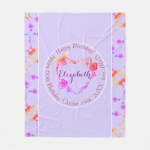 Couverture Polaire Anniversaire/Personnalisé Rose d'événement Coeur