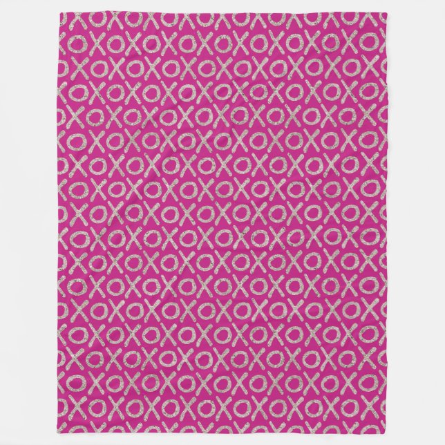 Couverture Polaire Anniversaire rose Glitzy Silver XOXO (Devant)
