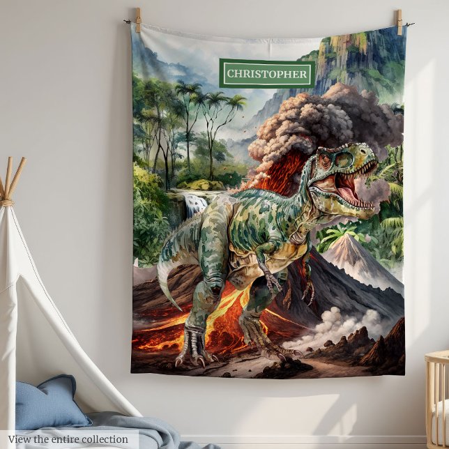 Couverture Polaire Antique Dinosaur Cadeau Anniversaire Personnalisé (Antique Dinosaur Birthday Gift Personalized Fleece Blanket)