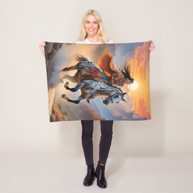 Couverture Polaire Appaloosa Horse aquarelle Leopard (En situation)