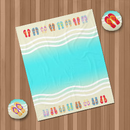 Couverture Polaire Aqua Beach Vagues Sandales d'été