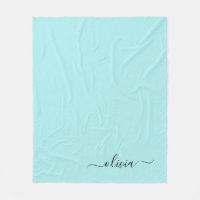 Aqua Bleu Sarcelle Féminin Monogramme Nom Moderne