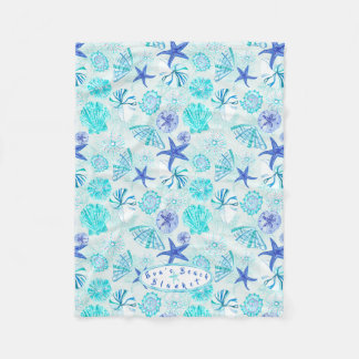 Couverture Polaire Aqua-bleu-turquoise couleur d'aquarelle coquille a