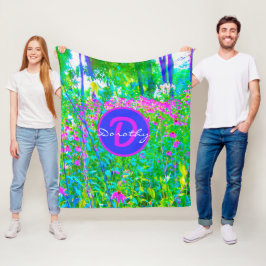 Couverture Polaire Aqua Blue Impressionistic Garden Paysage