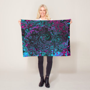 Couverture Polaire Aqua Magenta et Abstrait noir