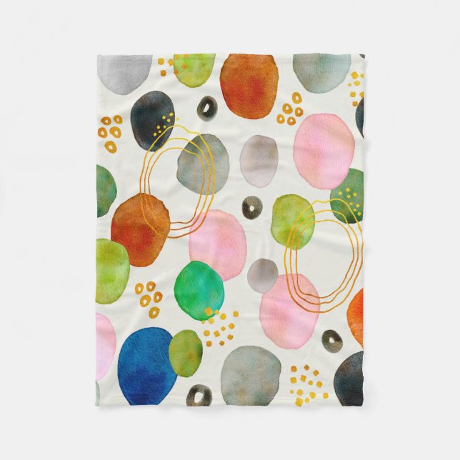 Couverture Polaire Aquarelle Abstraite Gold Parties scintillant Art (Devant)