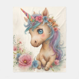 Couverture Polaire Aquarelle adorable bébé licorne