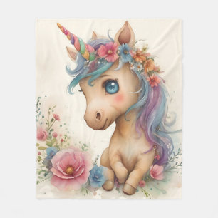 Couverture Polaire Aquarelle adorable bébé licorne