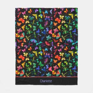 Couverture Polaire Aquarelle Arc-en-ciel Papillons Enfants Personnali